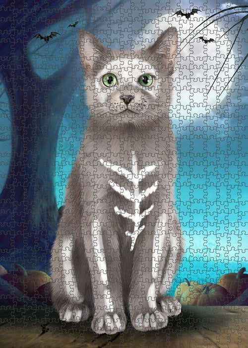 Happy Halloween Trick or Treat Russian Blue Cat Puzzle with Photo Tin PUZL85772