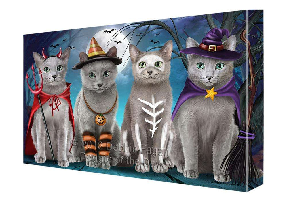 Happy Halloween Trick or Treat Russian Blue Cats Canvas Print Wall Art Décor CVS109367