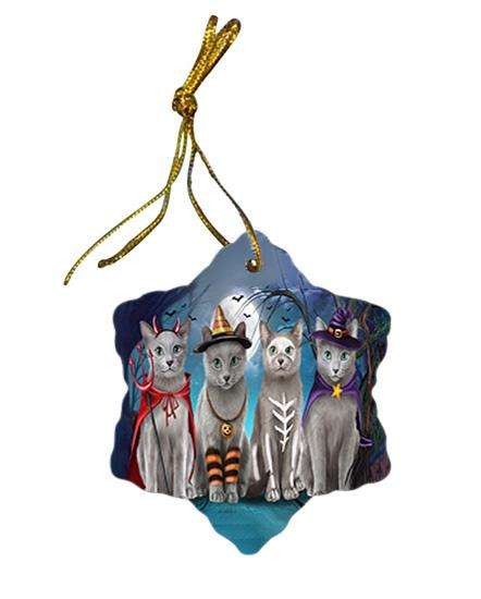 Happy Halloween Trick or Treat Russian Blue Cats Ceramic Doily Ornament DPOR54613