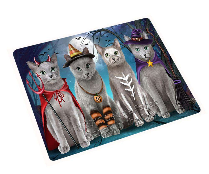 Happy Halloween Trick or Treat Russian Blue Cats Large Refrigerator / Dishwasher Magnet RMAG88560