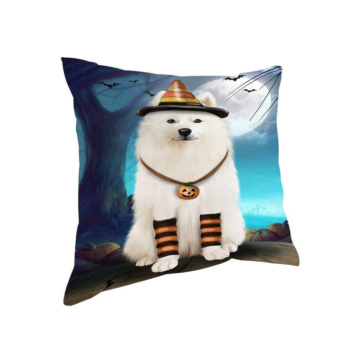 Happy Halloween Trick or Treat Samoyed Dog Candy Corn Pillow PIL66204