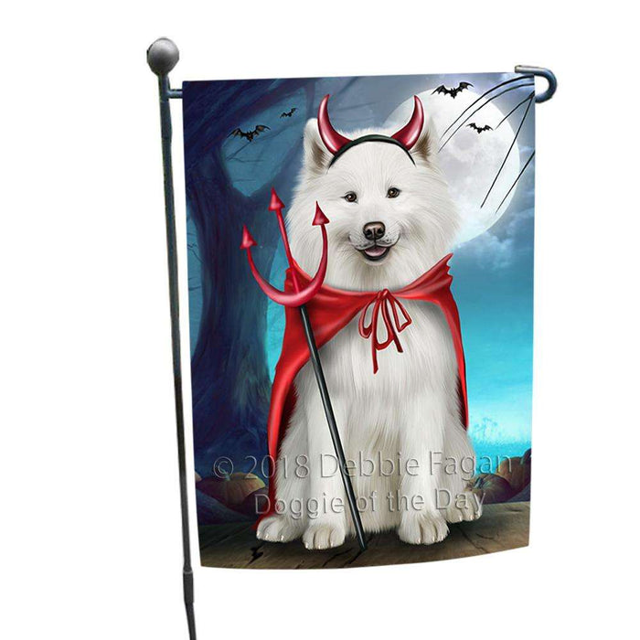 Happy Halloween Trick or Treat Samoyed Dog Devil Garden Flag GFLG52476