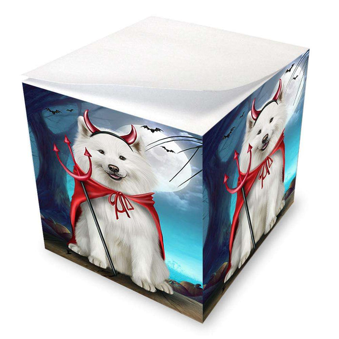 Happy Halloween Trick or Treat Samoyed Dog Devil Note Cube NOC52531