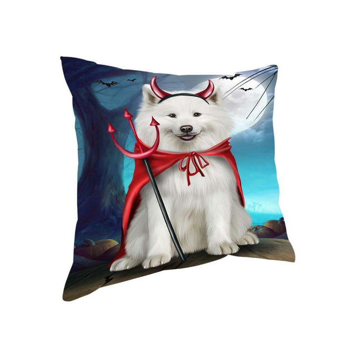 Happy Halloween Trick or Treat Samoyed Dog Devil Pillow PIL66280