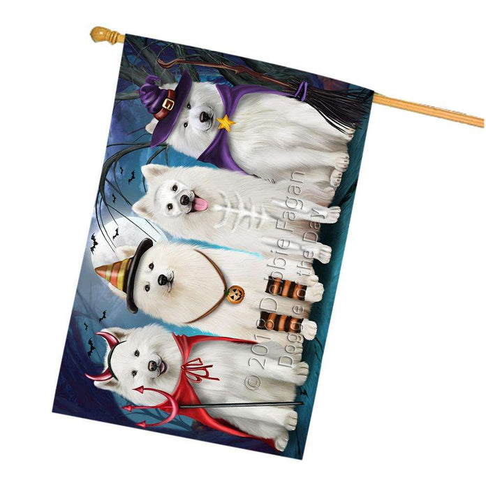 Happy Halloween Trick or Treat Samoyed Dog House Flag FLG52669