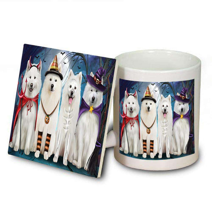 Happy Halloween Trick or Treat Samoyed Dog Mug and Coaster Set MUC52580