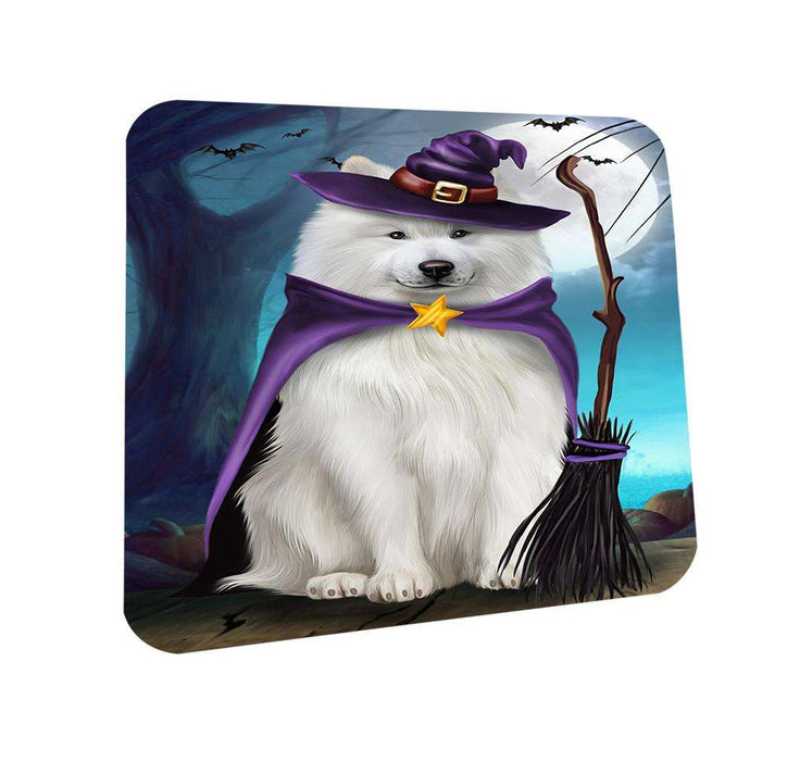 Happy Halloween Trick or Treat Samoyed Dog Witch Coasters Set of 4 CST52528