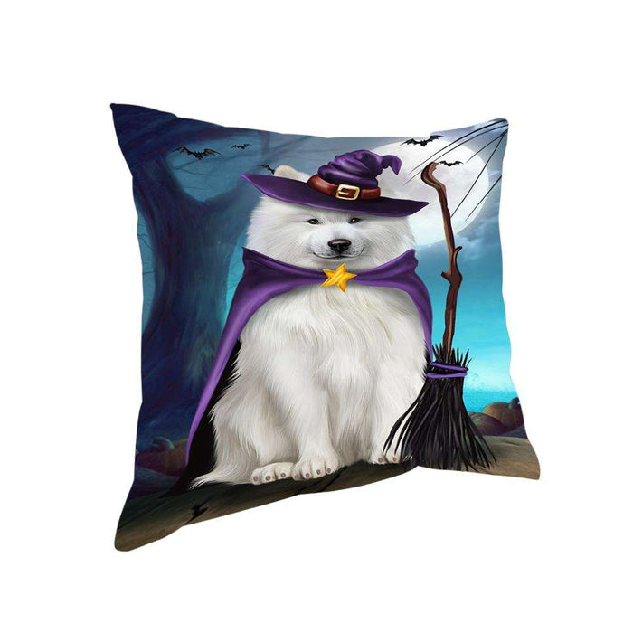Happy Halloween Trick or Treat Samoyed Dog Witch Pillow PIL66432