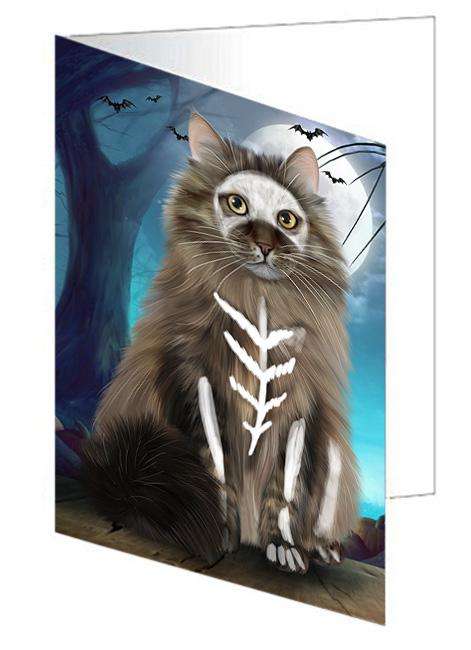 Happy Halloween Trick or Treat Siberian Cat Handmade Artwork Assorted Pets Greeting Cards and Note Cards with Envelopes for All Occasions and Holiday Seasons GCD68003