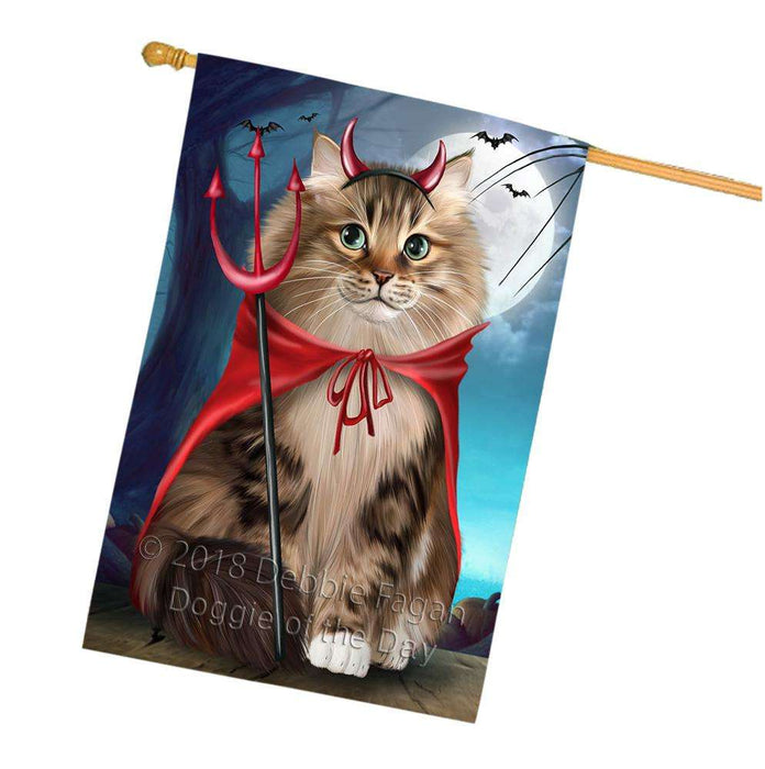 Happy Halloween Trick or Treat Siberian Cat House Flag FLG54854