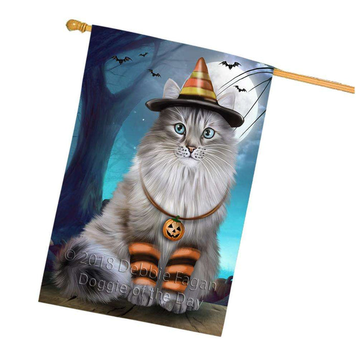 Happy Halloween Trick or Treat Siberian Cat House Flag FLG54855