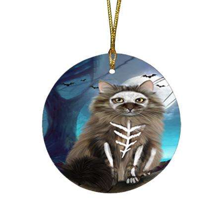 Happy Halloween Trick or Treat Siberian Cat Round Flat Christmas Ornament RFPOR54649