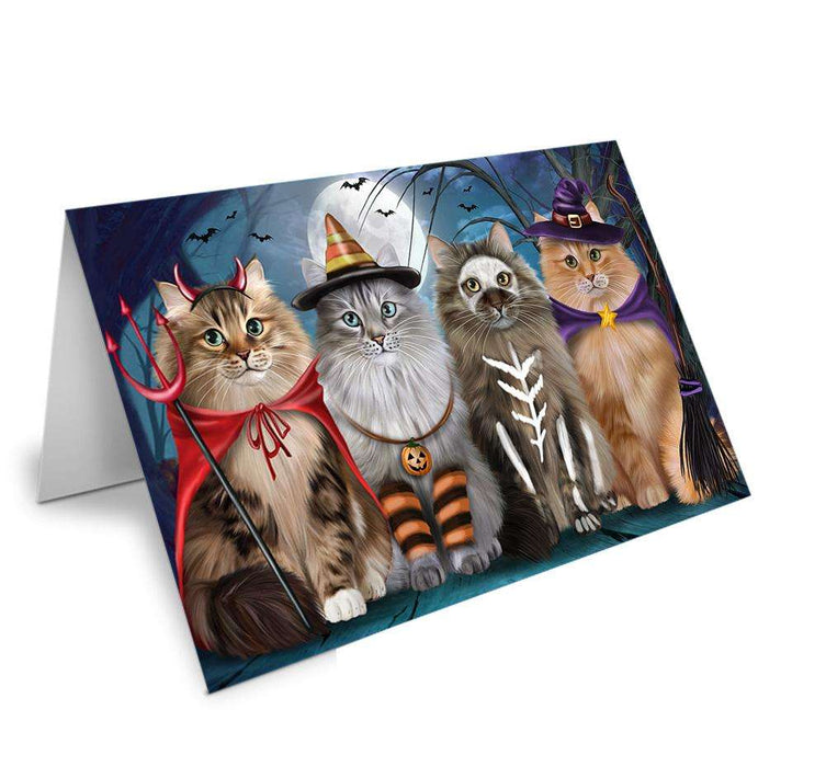 Happy Halloween Trick or Treat Siberian Cats Handmade Artwork Assorted Pets Greeting Cards and Note Cards with Envelopes for All Occasions and Holiday Seasons GCD67871