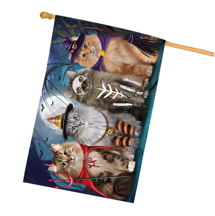 Happy Halloween Trick or Treat Siberian Cats House Flag FLG54812