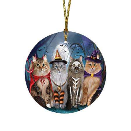 Happy Halloween Trick or Treat Siberian Cats Round Flat Christmas Ornament RFPOR54605