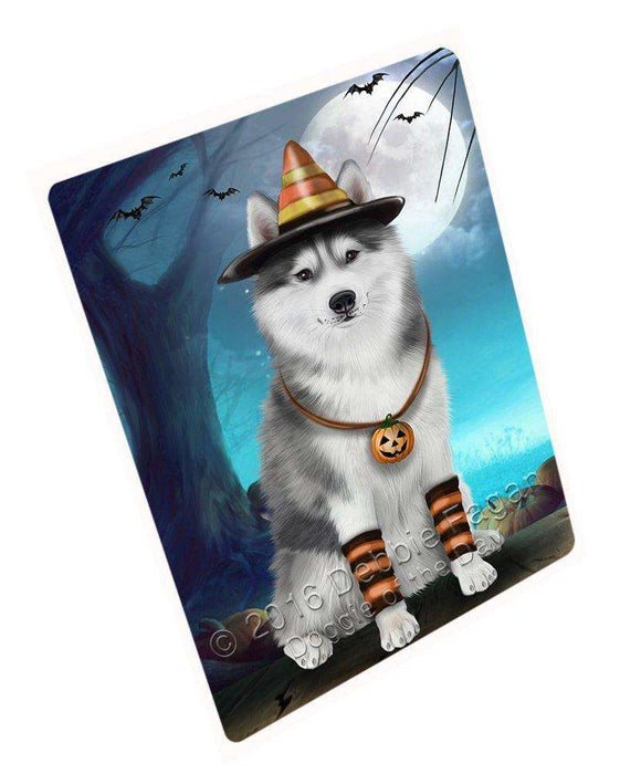Happy Halloween Trick or Treat Siberian Huskies Dog Candy Corn Art Portrait Print Woven Throw Sherpa Plush Fleece Blanket