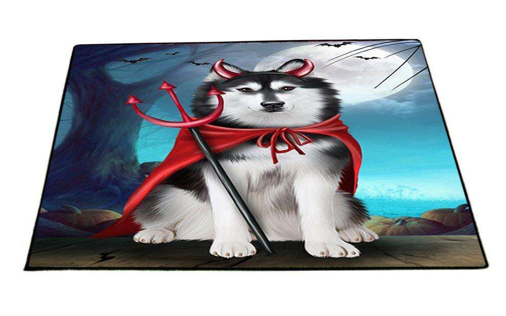 Happy Halloween Trick or Treat Siberian Huskies Dog Devil Indoor/Outdoor Floormat