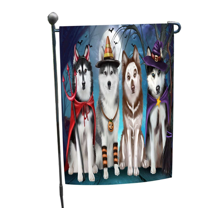 Happy Halloween Trick or Treat Siberian Huskies Dog Garden Flag