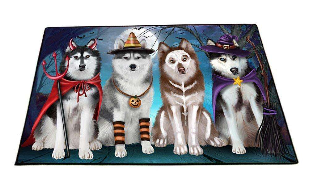 Happy Halloween Trick or Treat Siberian Huskies Dog Indoor/Outdoor Floormat