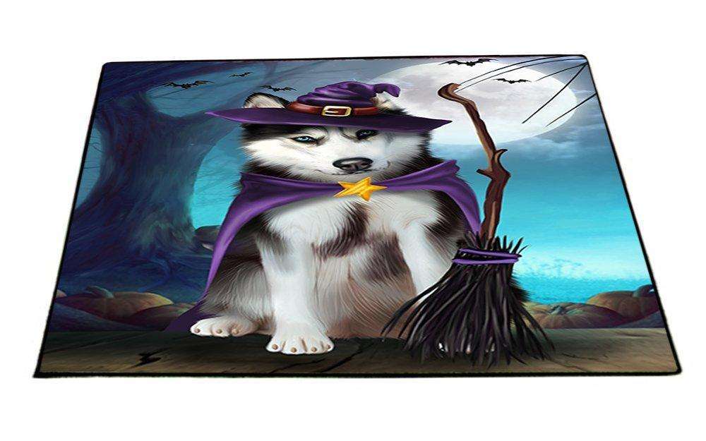 Happy Halloween Trick or Treat Siberian Huskies Dog Witch Indoor/Outdoor Floormat