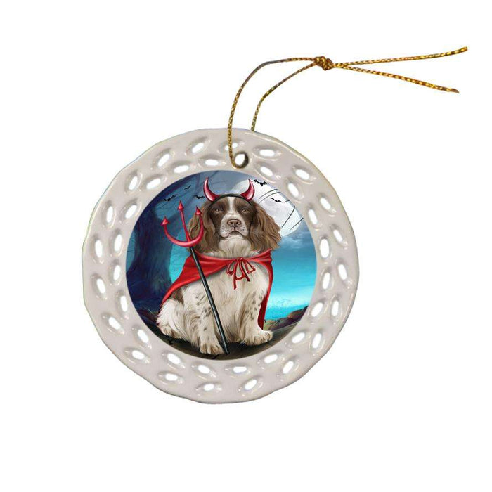 Happy Halloween Trick or Treat Springer Spaniel Dog Ceramic Doily Ornament DPOR54660
