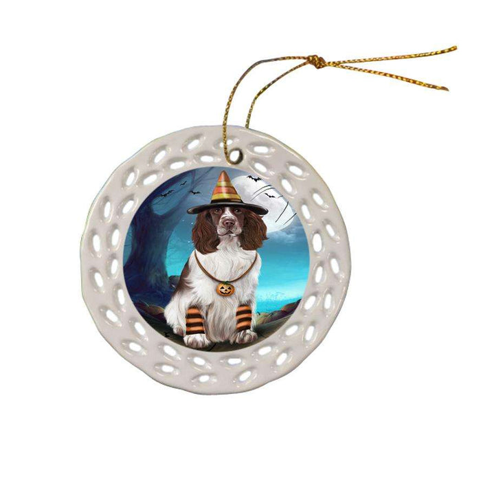 Happy Halloween Trick or Treat Springer Spaniel Dog Ceramic Doily Ornament DPOR54661