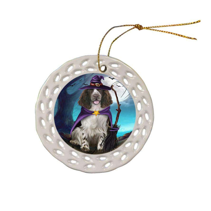 Happy Halloween Trick or Treat Springer Spaniel Dog Ceramic Doily Ornament DPOR54663