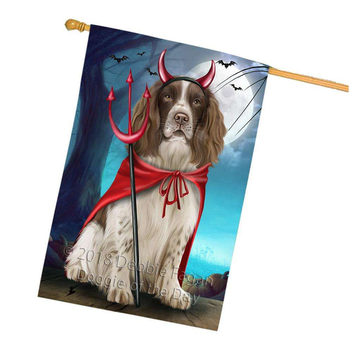 Happy Halloween Trick or Treat Springer Spaniel Dog House Flag FLG54858