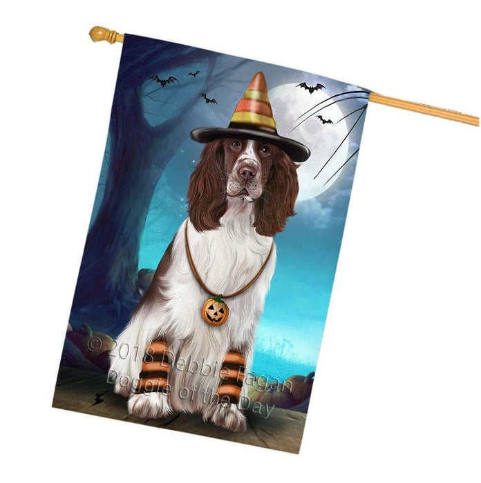 Happy Halloween Trick or Treat Springer Spaniel Dog House Flag FLG54859