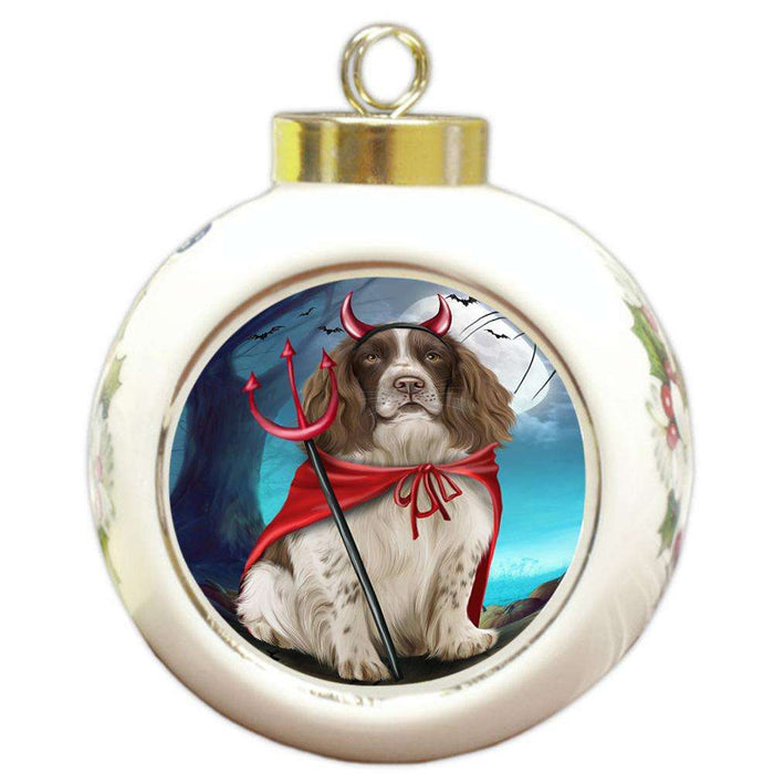 Happy Halloween Trick or Treat Springer Spaniel Dog Round Ball Christmas Ornament RBPOR54660