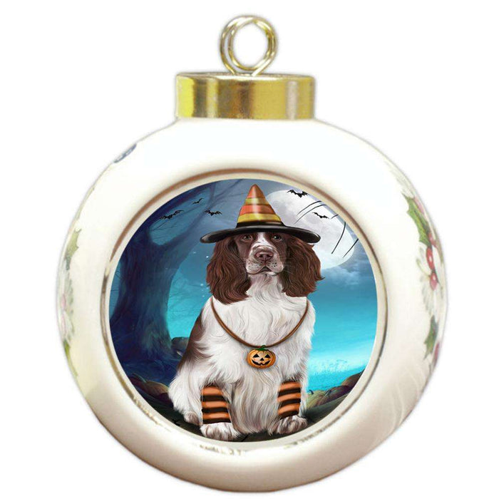 Happy Halloween Trick or Treat Springer Spaniel Dog Round Ball Christmas Ornament RBPOR54661