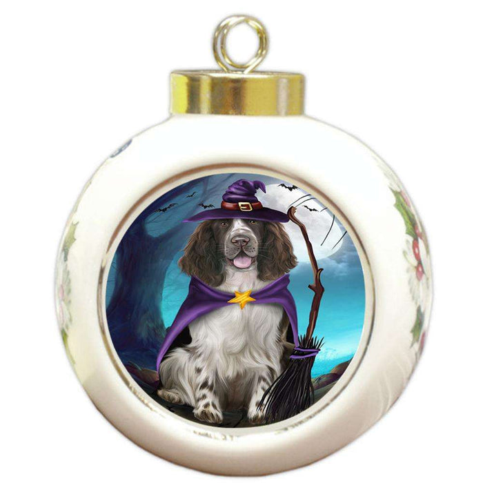 Happy Halloween Trick or Treat Springer Spaniel Dog Round Ball Christmas Ornament RBPOR54663