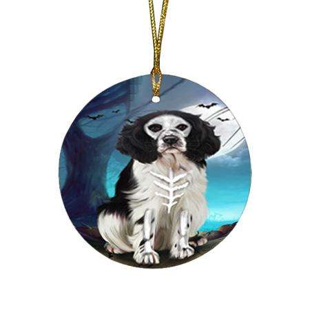 Happy Halloween Trick or Treat Springer Spaniel Dog Round Flat Christmas Ornament RFPOR54653