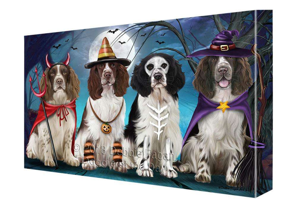 Happy Halloween Trick or Treat Springer Spaniels Dog Canvas Print Wall Art Décor CVS109385