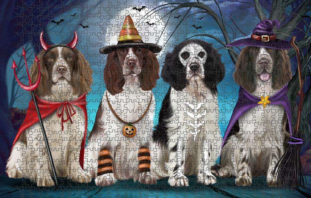 Happy Halloween Trick or Treat Springer Spaniels Dog Puzzle with Photo Tin PUZL85616