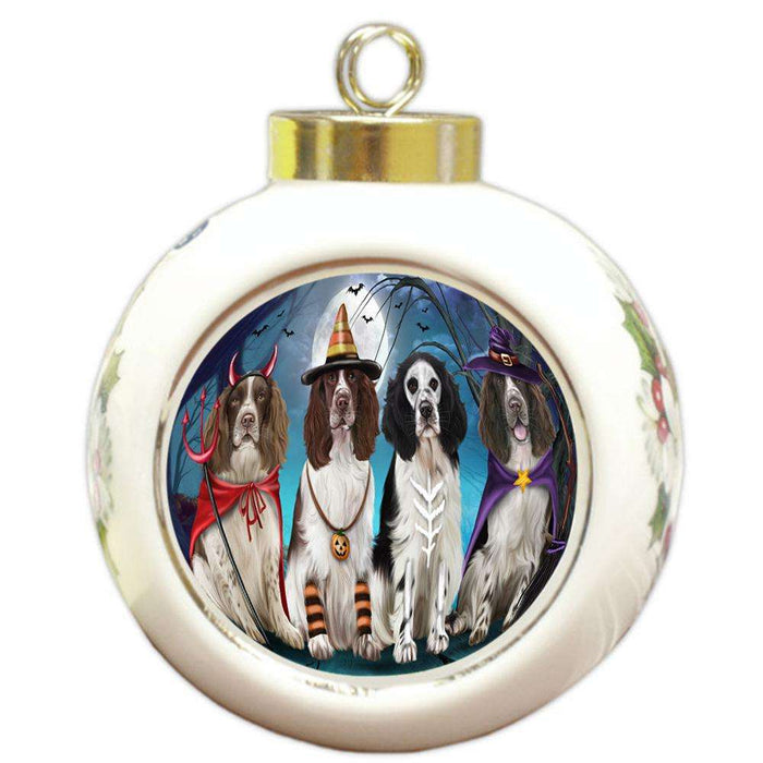 Happy Halloween Trick or Treat Springer Spaniels Dog Round Ball Christmas Ornament RBPOR54615