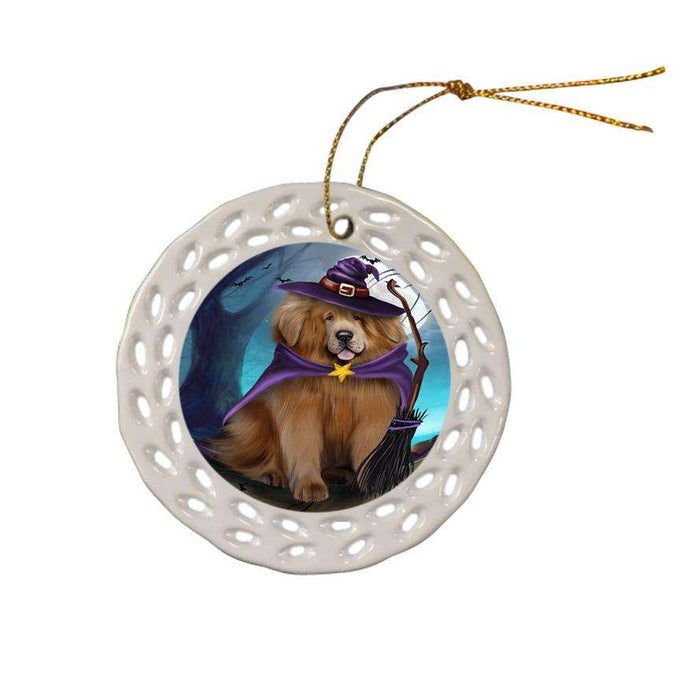 Happy Halloween Trick or Treat Tibetan Mastiff Dog Ceramic Doily Ornament DPOR54667
