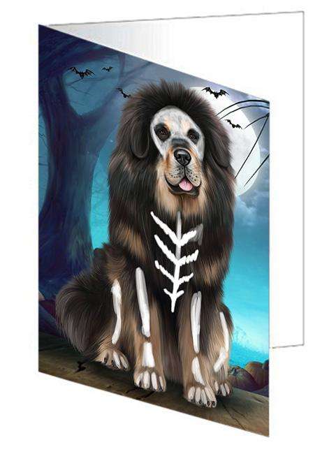 Happy Halloween Trick or Treat Tibetan Mastiff Dog Handmade Artwork Assorted Pets Greeting Cards and Note Cards with Envelopes for All Occasions and Holiday Seasons GCD68027