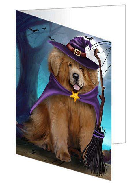 Happy Halloween Trick or Treat Tibetan Mastiff Dog Handmade Artwork Assorted Pets Greeting Cards and Note Cards with Envelopes for All Occasions and Holiday Seasons GCD68030