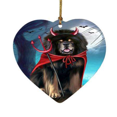 Happy Halloween Trick or Treat Tibetan Mastiff Dog Heart Christmas Ornament HPOR54664