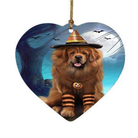 Happy Halloween Trick or Treat Tibetan Mastiff Dog Heart Christmas Ornament HPOR54665