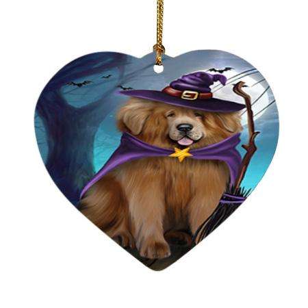 Happy Halloween Trick or Treat Tibetan Mastiff Dog Heart Christmas Ornament HPOR54667