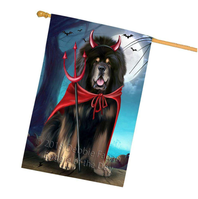 Happy Halloween Trick or Treat Tibetan Mastiff Dog House Flag FLG54862