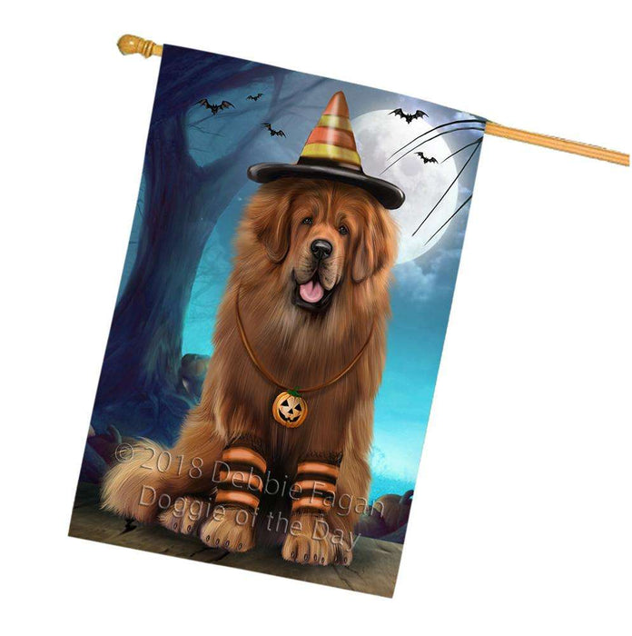 Happy Halloween Trick or Treat Tibetan Mastiff Dog House Flag FLG54863