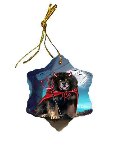 Happy Halloween Trick or Treat Tibetan Mastiff Dog Star Porcelain Ornament SPOR54655