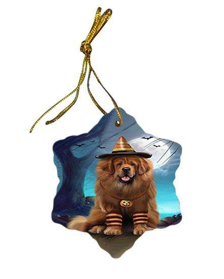 Happy Halloween Trick or Treat Tibetan Mastiff Dog Star Porcelain Ornament SPOR54656