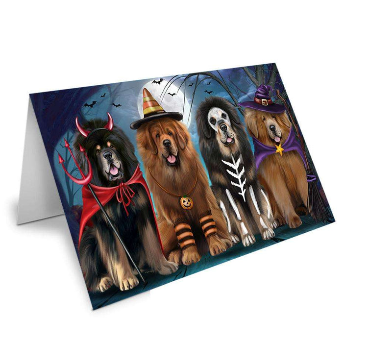 Happy Halloween Trick or Treat Tibetan Mastiffs Dog Handmade Artwork Assorted Pets Greeting Cards and Note Cards with Envelopes for All Occasions and Holiday Seasons GCD67877