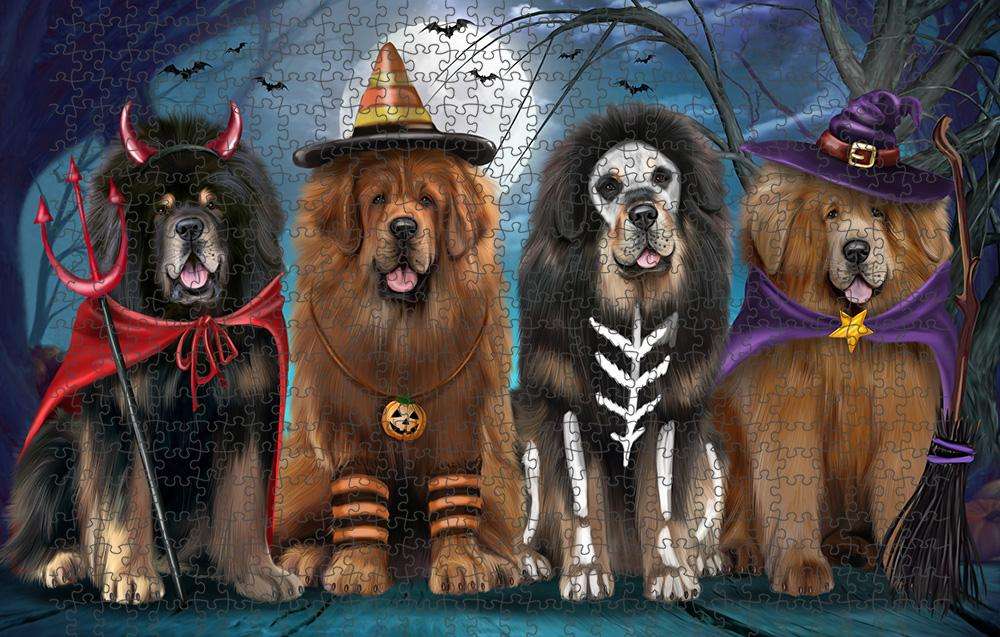 Happy Halloween Trick or Treat Tibetan Mastiffs Dog Puzzle with Photo Tin PUZL85620