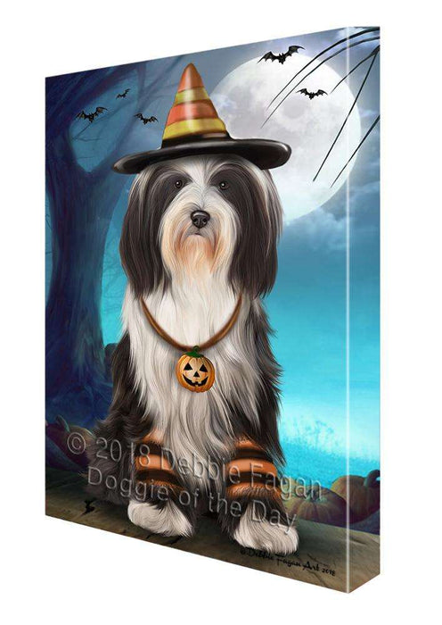 Happy Halloween Trick or Treat Tibetan Terrier Dog Candy Corn Canvas Print Wall Art Décor CVS89414
