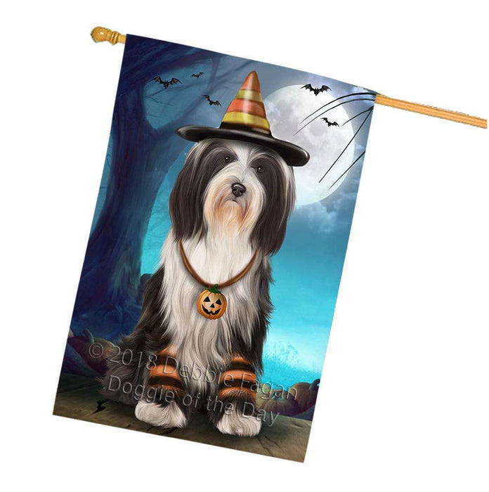 Happy Halloween Trick or Treat Tibetan Terrier Dog Candy Corn House Flag FLG52594